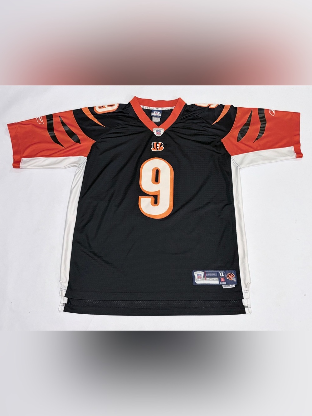 Reebok Black & Orange Cincinnati Bengals #9 Jersey - Men's XL